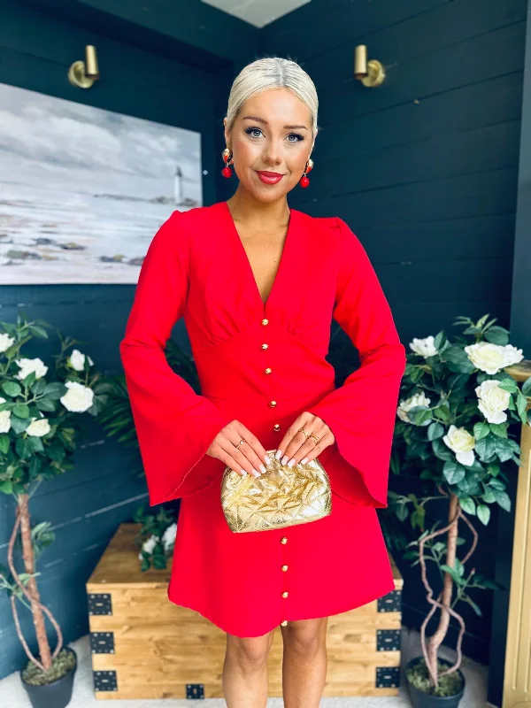 Mini dresses with high - low hems for a modern twist Shannon Detailed Mini Dress Red Mini dresses with high - low hems for a modern twist Shannon Detailed Mini Dress Red