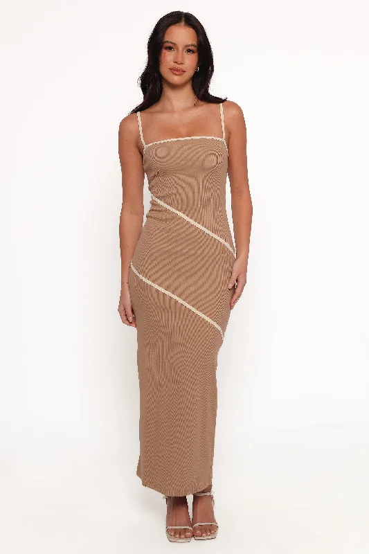 Midi dresses with tassel accents for a bohemian and free - spirited style Arah Midi Dress - Beige