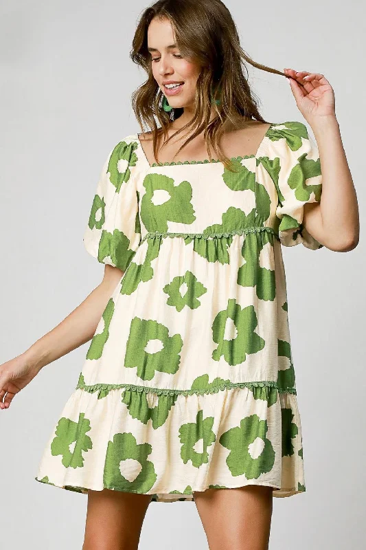 Mini dresses with puff sleeves for a vintage look Full Size Contrast Floral Short Sleeve Mini Dress Plus Size Mini dresses with puff sleeves for a vintage look Full Size Contrast Floral Short Sleeve Mini Dress Plus Size