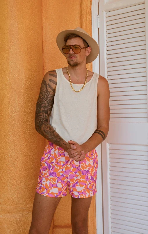 Men's adjustable - length convertible shorts for versatile useMan Mu Trunks ~ Sunset Daiquiri Men's adjustable - length convertible shorts for versatile useMan Mu Trunks ~ Sunset Daiquiri