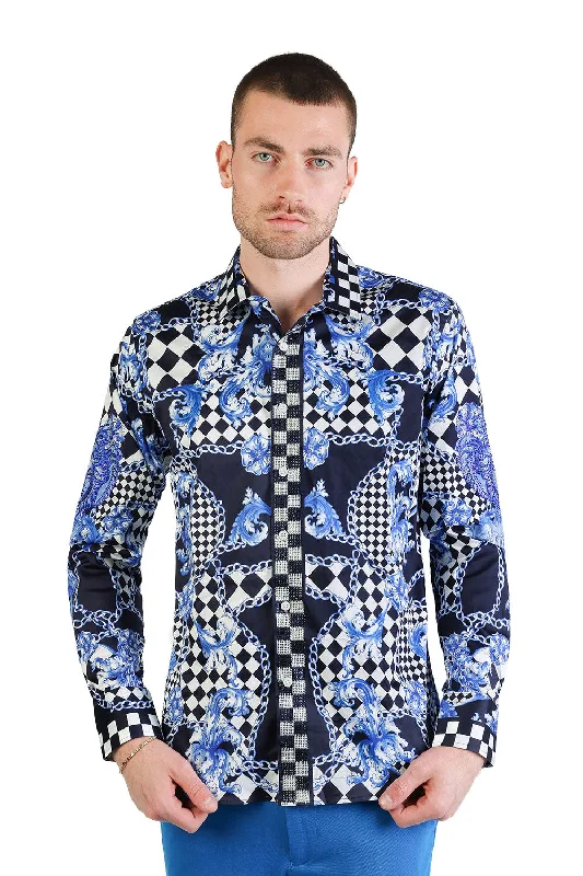 Women's festival - wear long sleeve bohemian shirtBaroque Checker Rhinestone Long Sleeve Shirt Women's festival - wear long sleeve bohemian shirtBaroque Checker Rhinestone Long Sleeve Shirt