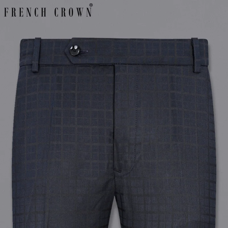 Plus Size Women's Patchwork - Design Jeans for a Unique AppearanceBleached Cedar Navy Blue Plaid Pant Plus Size Women's Patchwork - Design Jeans for a Unique AppearanceBleached Cedar Navy Blue Plaid Pant