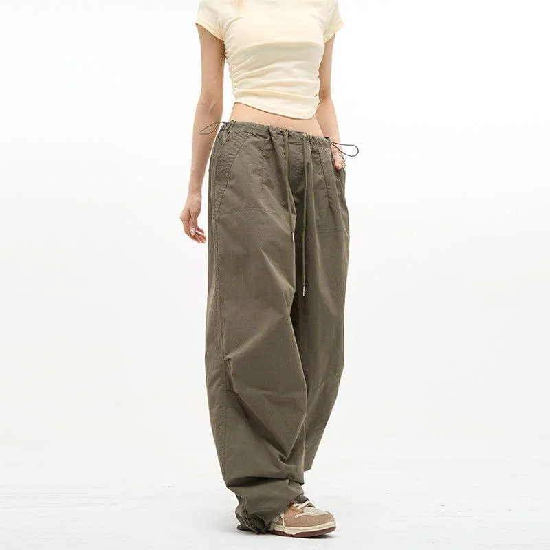 Wide - Leg Women's Chiffon Palazzo Pants for a Flowy AppealDrawstring Wide Cut Parachute Pants Wide - Leg Women's Chiffon Palazzo Pants for a Flowy AppealDrawstring Wide Cut Parachute Pants