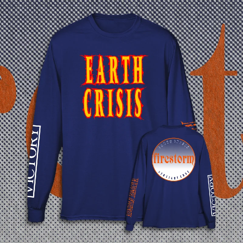 Women's beaded long sleeve satin shirtEARTH CRISIS "FIRESTORM CIRCLE LOGO" LONG SLEEVE SHIRT