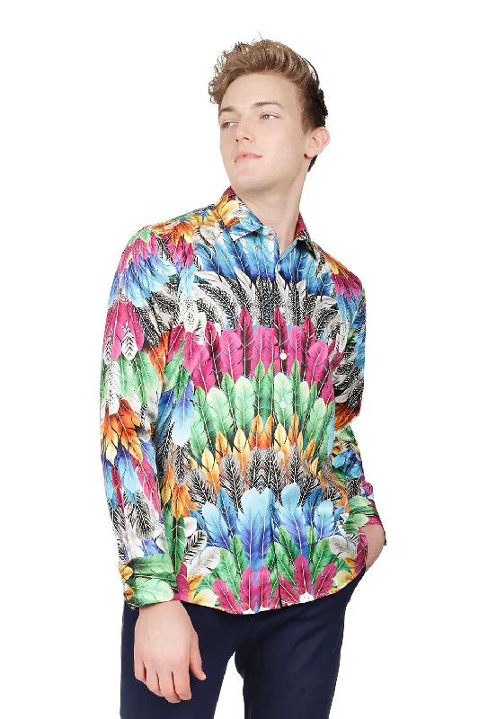 Women's snap - front long sleeve denim shirtFeathers Long Sleeve Shirt