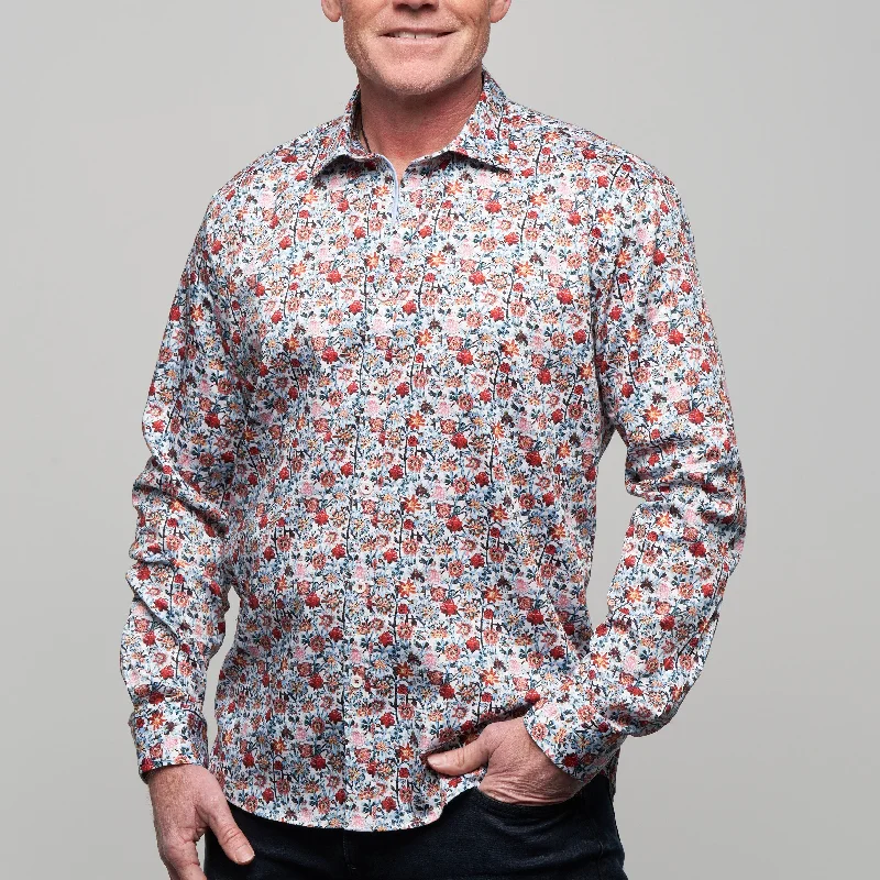 Women's zipper - front long sleeve performance shirtJF2309 JIMMY FOX Floral Print Tailored Fit Long Sleeve Shirt Women's zipper - front long sleeve performance shirtJF2309 JIMMY FOX Floral Print Tailored Fit Long Sleeve Shirt