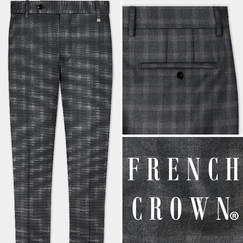 Ankle - Length Women's Printed Joggers for TravelingGravel Gray Checkered Wool Blend Pant Ankle - Length Women's Printed Joggers for TravelingGravel Gray Checkered Wool Blend Pant