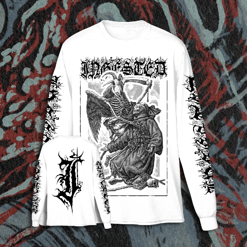 Women's work - appropriate long sleeve button - up shirtINGESTED "DEATH" LONG SLEEVE SHIRT Women's work - appropriate long sleeve button - up shirtINGESTED "DEATH" LONG SLEEVE SHIRT
