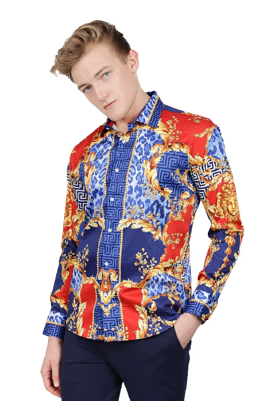 Women's fitted long sleeve stretch cotton shirtLEOPARD BAROQUE Long Sleeve Shirt