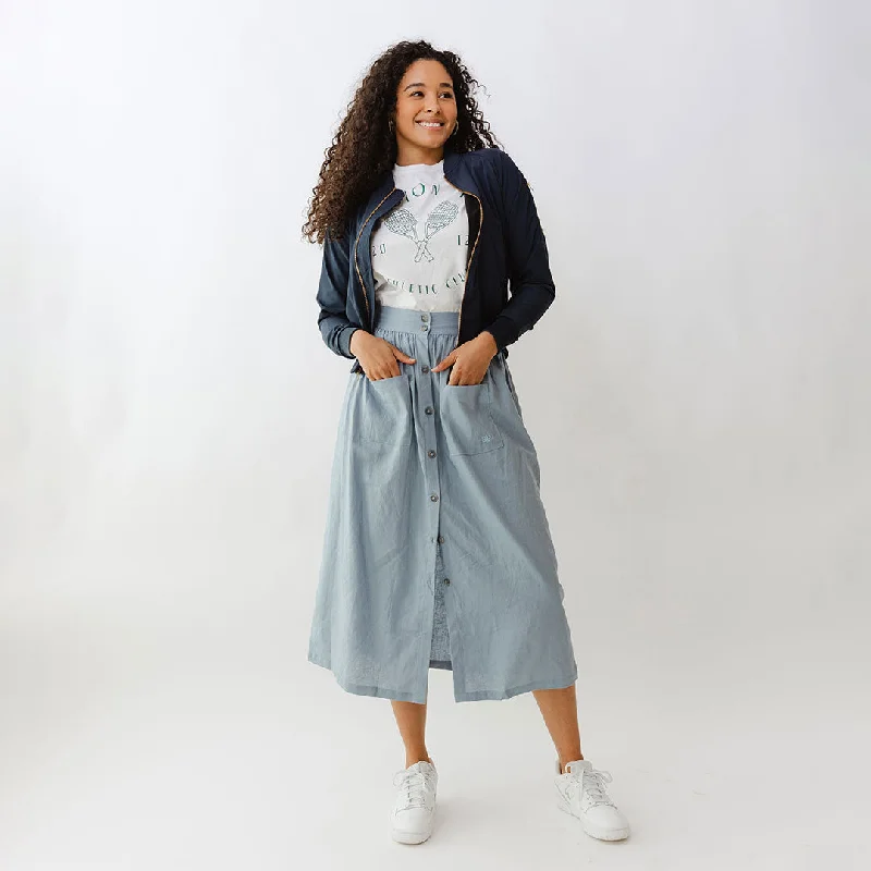 Ankle - Length Women's Printed Joggers for TravelingMaxi Button Skirt, Blue