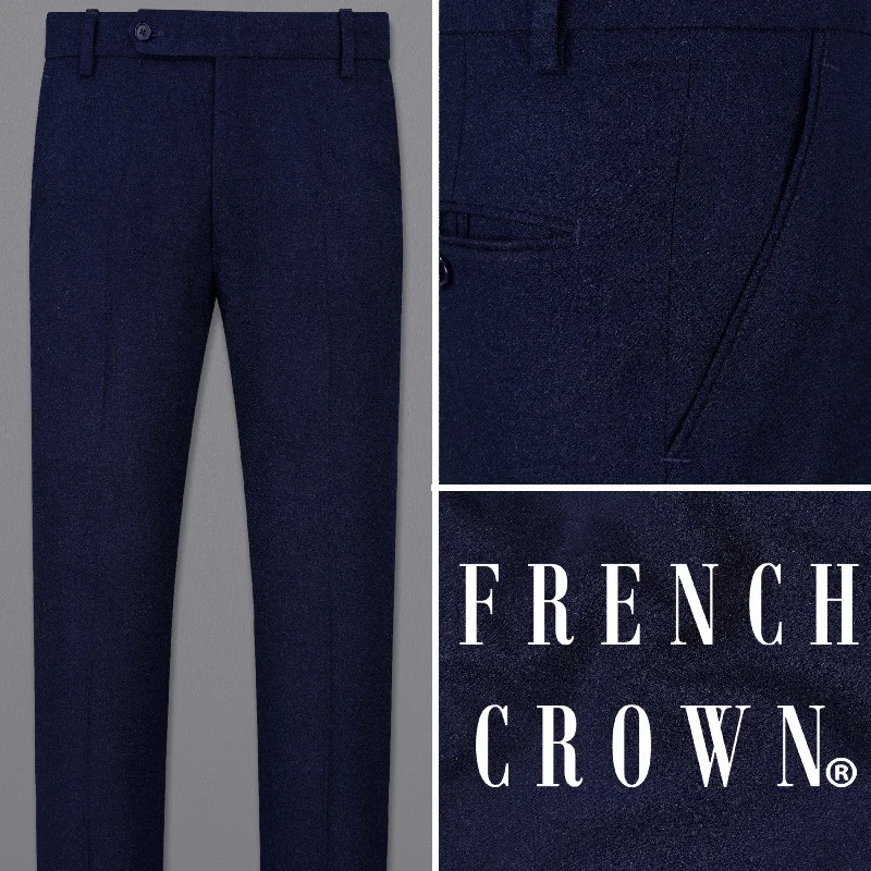 Cropped Women's Corduroy Pants in Autumn ColorsMirage Blue Pure Wool Pant