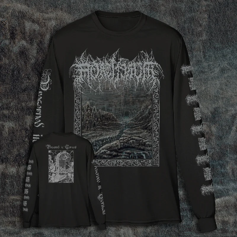 Women's vintage - style long sleeve cotton poplin shirtMORTIFERUM "PRESERVED IN TORMENT" LONG SLEEVE SHIRT Women's vintage - style long sleeve cotton poplin shirtMORTIFERUM "PRESERVED IN TORMENT" LONG SLEEVE SHIRT