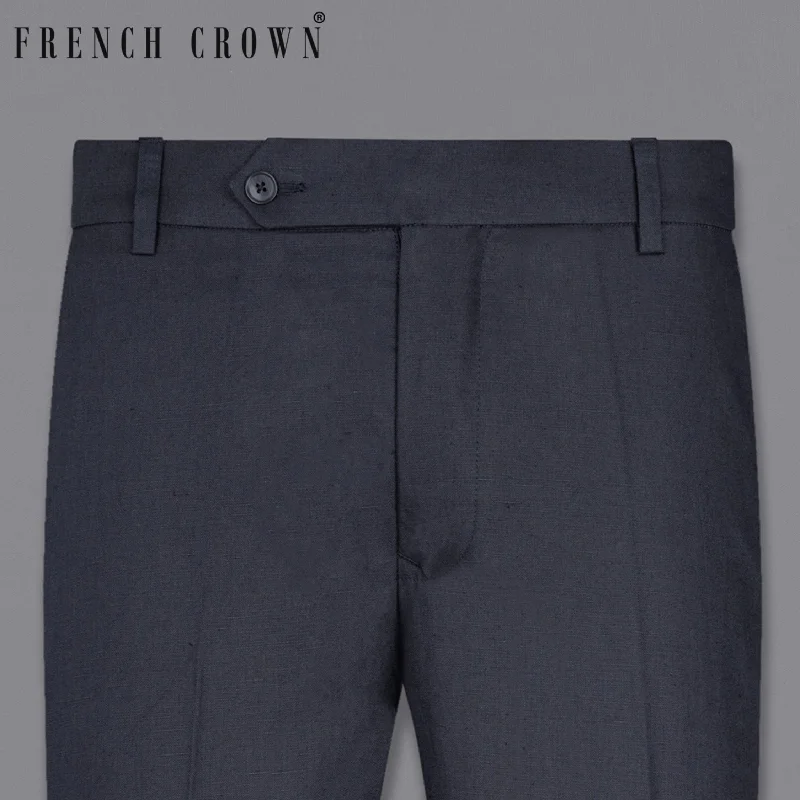 Bootcut Style Women's Stretch Denim Jeans in Dark WashNavy Luxurious Linen Pant