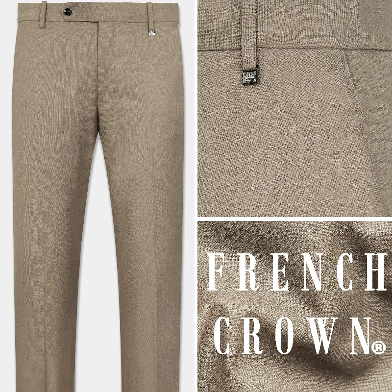 Straight - Leg Women's Vegan Leather Pants for a Chic LookOyster Brown Luxurious Linen Stretchable Waistband Pant Straight - Leg Women's Vegan Leather Pants for a Chic LookOyster Brown Luxurious Linen Stretchable Waistband Pant