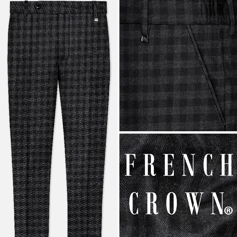 Palazzo Style Women's Printed Trousers in Bohemian PatternsPiano Gray Plaid Tweed Pant Palazzo Style Women's Printed Trousers in Bohemian PatternsPiano Gray Plaid Tweed Pant