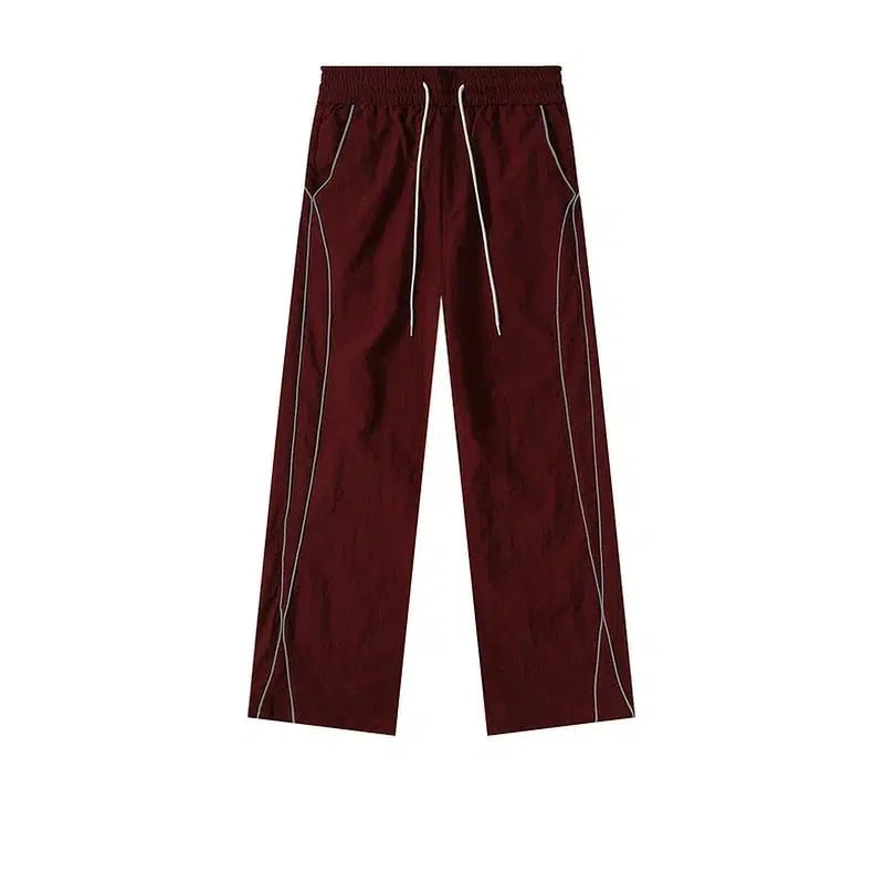 Tapered Leg Women's Wool Blend Trousers for WinterReflective Line Sweatpants