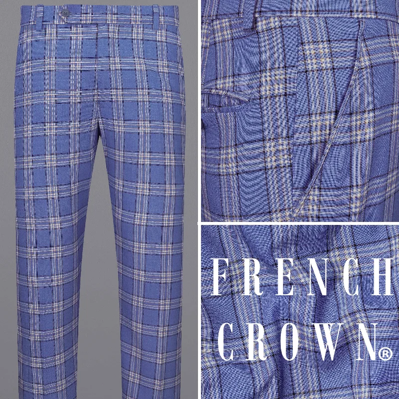 Plus Size Women's Pleated Front Dress Pants for Office WearScampi Blue with Heather Gray Plaid Pant Plus Size Women's Pleated Front Dress Pants for Office WearScampi Blue with Heather Gray Plaid Pant