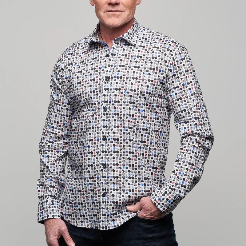 Women's antibacterial long sleeve sport shirtJF2319 JIMMY FOX Shaded Spotted Print Tailored Fit Long Sleeve Shirt Women's antibacterial long sleeve sport shirtJF2319 JIMMY FOX Shaded Spotted Print Tailored Fit Long Sleeve Shirt