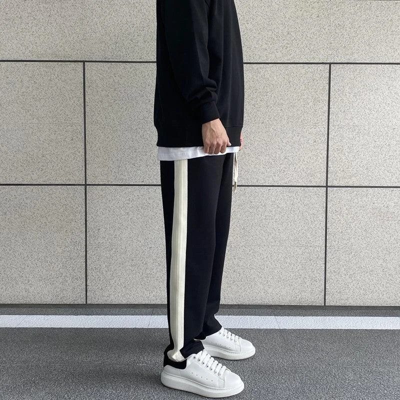 Women's Straight - Leg Linen Pants for a Breezy Summer LookSide Milk White Striped Sports Pants Women's Straight - Leg Linen Pants for a Breezy Summer LookSide Milk White Striped Sports Pants