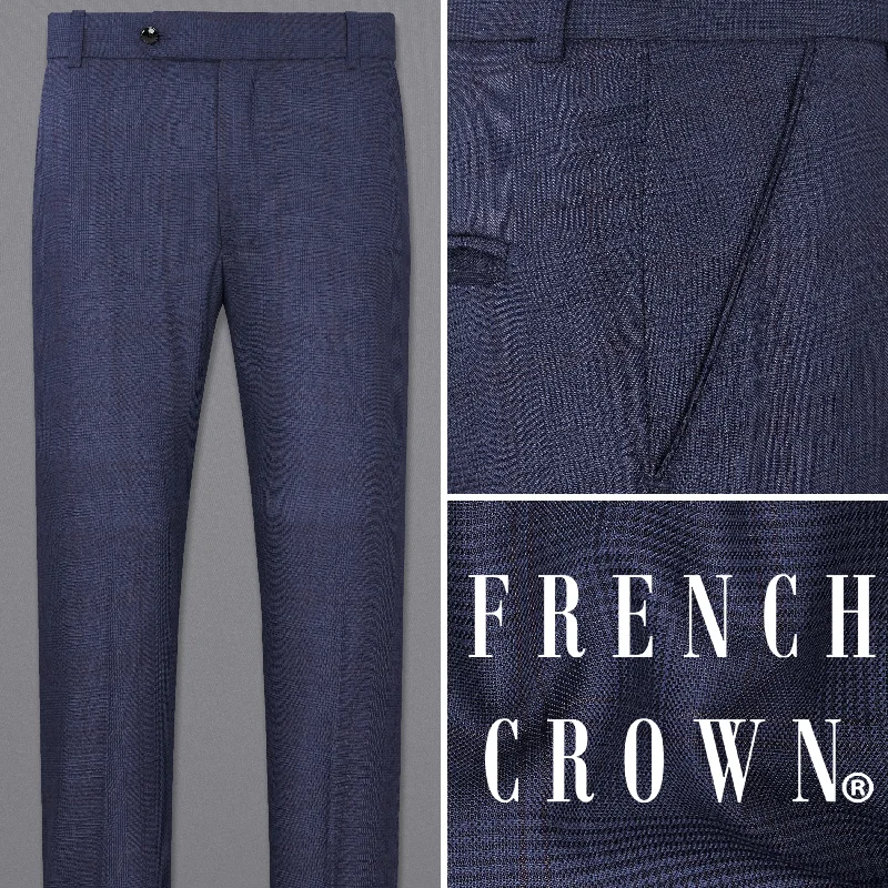 Bootcut Style Women's Stretch Denim Jeans in Dark WashSpruce Blue Subtle Plaid Pant