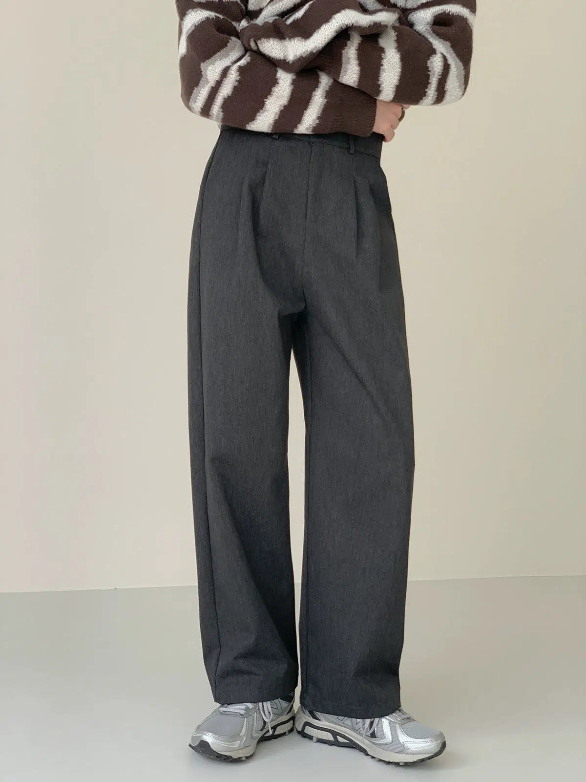 Tapered Leg Women's Wool Blend Trousers for WinterStiff Washed Cotton Wide Casual Pants Tapered Leg Women's Wool Blend Trousers for WinterStiff Washed Cotton Wide Casual Pants