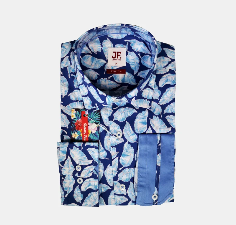 Women's sequined long sleeve evening shirtJF519A JIMMY FOX Royal Blue Summer Floral Print Slim Fit Long Sleeve Shirt Women's sequined long sleeve evening shirtJF519A JIMMY FOX Royal Blue Summer Floral Print Slim Fit Long Sleeve Shirt