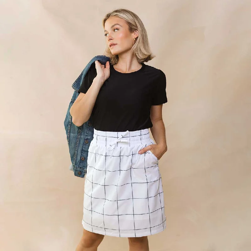 Plus Size Women's High - Waisted Bootcut Jeans in Distressed StyleThe Away Skirt, White Windowpane Plus Size Women's High - Waisted Bootcut Jeans in Distressed StyleThe Away Skirt, White Windowpane