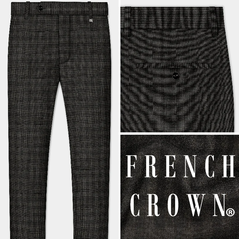 Palazzo Style Women's Printed Trousers in Bohemian PatternsThunder Brown Plaid Wool Blend Pant Palazzo Style Women's Printed Trousers in Bohemian PatternsThunder Brown Plaid Wool Blend Pant