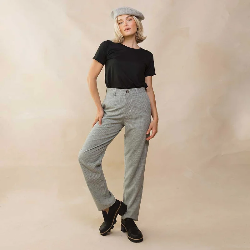Wide - Leg Women's Chiffon Palazzo Pants for a Flowy AppealTuxedo Pants, Green and Black Houndstooth Wide - Leg Women's Chiffon Palazzo Pants for a Flowy AppealTuxedo Pants, Green and Black Houndstooth