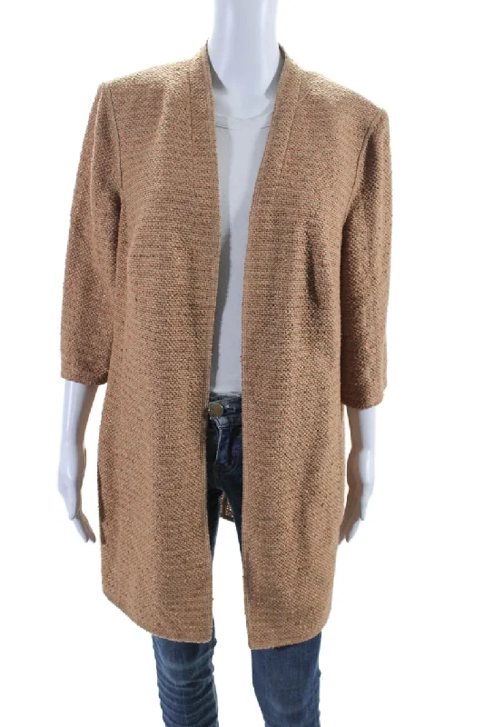 Oversized women's wool coats in a monochromatic look for a trendy outfitAkris Womens Woven Long Sleeves Open Front Coat Brown Cotton Blend Oversized women's wool coats in a monochromatic look for a trendy outfitAkris Womens Woven Long Sleeves Open Front Coat Brown Cotton Blend