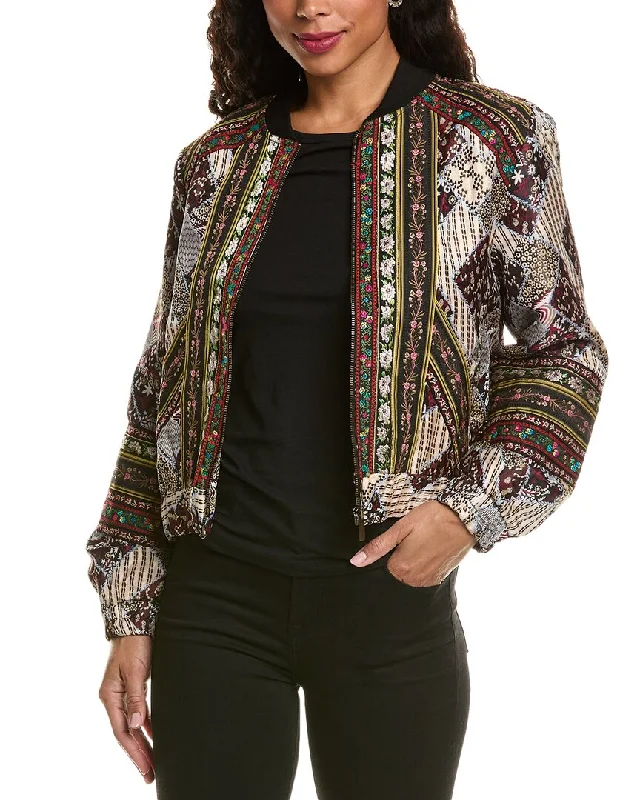 Plus size women's wool blend coats for a warm and stylish winterALLISON Ribbon Trim Bomber Jacket Plus size women's wool blend coats for a warm and stylish winterALLISON Ribbon Trim Bomber Jacket