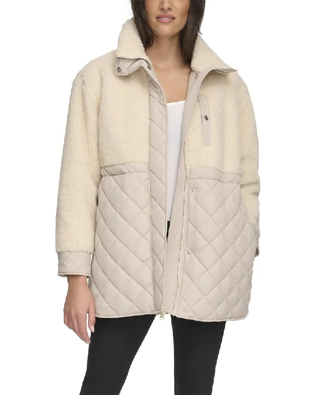 Women's pea coats with brass buttons for a nautical - inspired styleAndrew Marc Longline Quilted Jacket Women's pea coats with brass buttons for a nautical - inspired styleAndrew Marc Longline Quilted Jacket