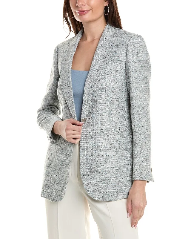 Plus Size Women's Sequin - Embellished Blazers in Silver for a Glamorous PartyAnne Klein One-Button Notch Collar Jacket Plus Size Women's Sequin - Embellished Blazers in Silver for a Glamorous PartyAnne Klein One-Button Notch Collar Jacket