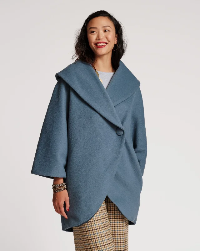 Oversized women's wool coats in a monochromatic look for a trendy outfitCocoon Shawl Collar Wool Coat Blue Oversized women's wool coats in a monochromatic look for a trendy outfitCocoon Shawl Collar Wool Coat Blue