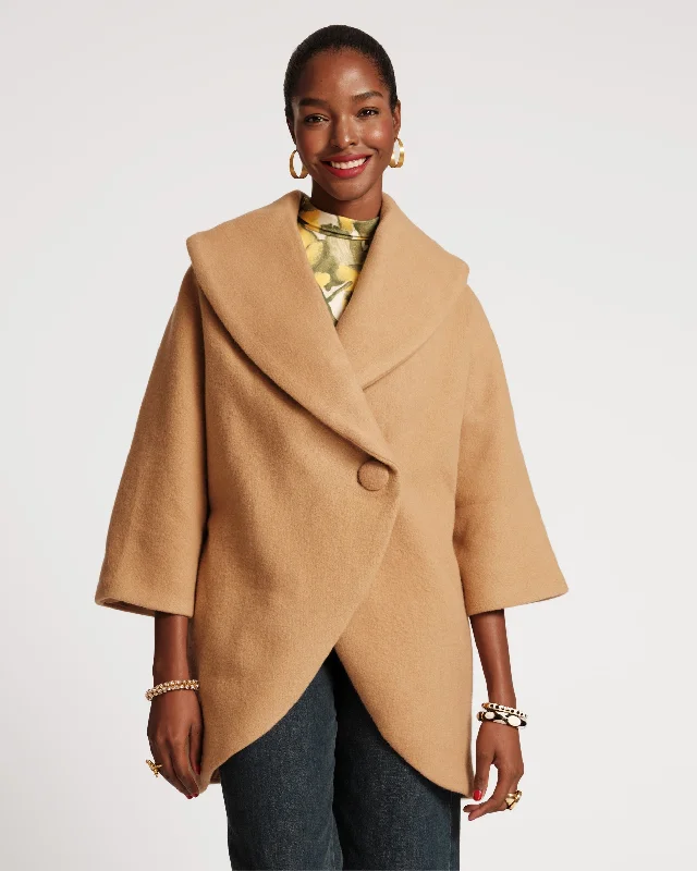 Long women's mac coats in a lightweight fabric for spring showersCocoon Shawl Collar Wool Coat Camel Long women's mac coats in a lightweight fabric for spring showersCocoon Shawl Collar Wool Coat Camel