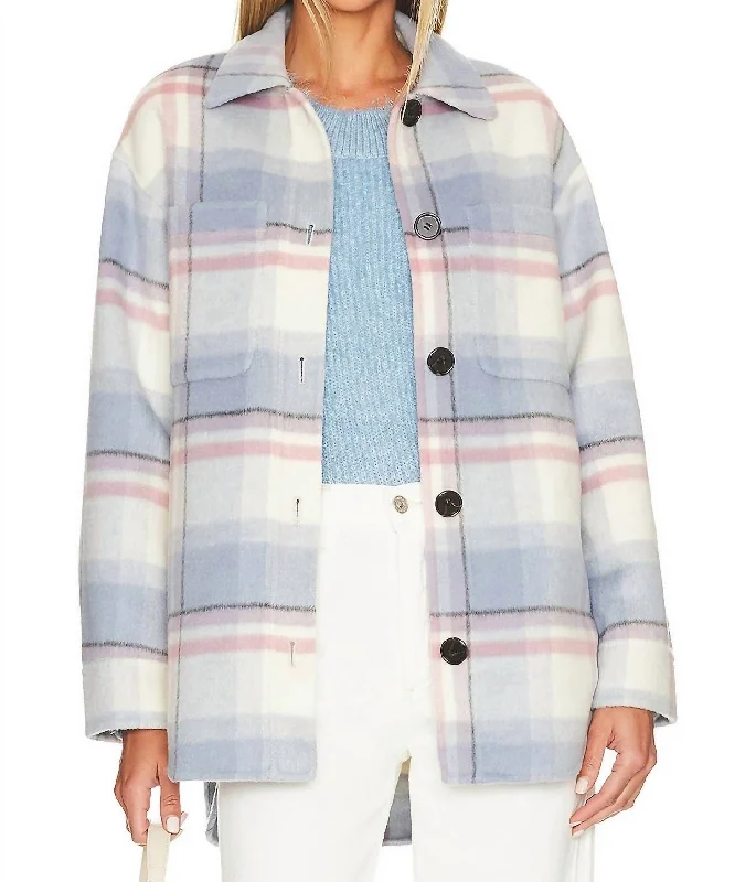 Embroidered women's cotton coats in a bohemian pattern for a unique designConnie Jacket In Junean Plaid Embroidered women's cotton coats in a bohemian pattern for a unique designConnie Jacket In Junean Plaid