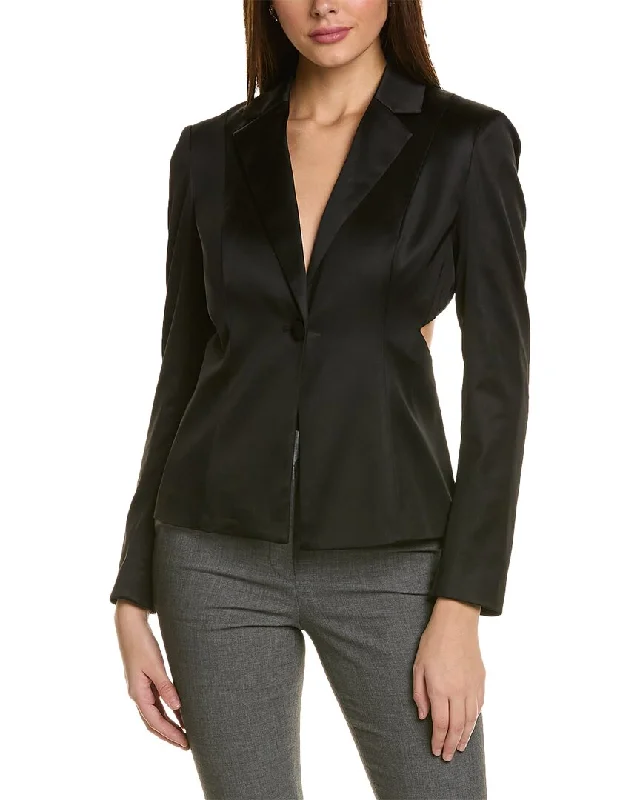 Women's Belted Blazers in Camel Color for a Sophisticated OutfitDonna Karan Cutout Tux Jacket Women's Belted Blazers in Camel Color for a Sophisticated OutfitDonna Karan Cutout Tux Jacket