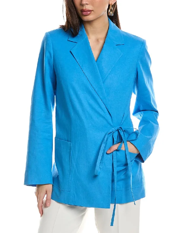 Single - Breasted Women's Tweed Blazers with Gold Buttons for a Classic LookJason Wu Tie Detail Linen-Blend Blazer Single - Breasted Women's Tweed Blazers with Gold Buttons for a Classic LookJason Wu Tie Detail Linen-Blend Blazer