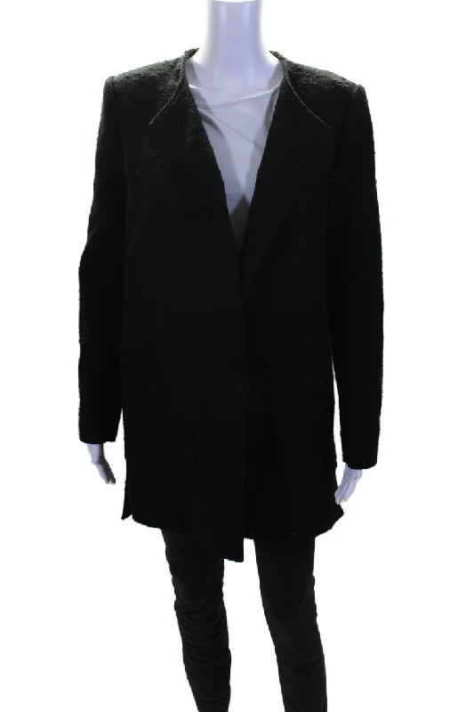 Women's cropped leather coats with silver studs for an edgy lookLafayette 148 New York Womens Cotton Tweed Mid Length Over Coat Black Women's cropped leather coats with silver studs for an edgy lookLafayette 148 New York Womens Cotton Tweed Mid Length Over Coat Black