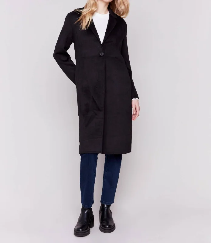 Oversized women's wool coats in a monochromatic look for a trendy outfitLong Double-Faced Coat Jacket In Black Oversized women's wool coats in a monochromatic look for a trendy outfitLong Double-Faced Coat Jacket In Black