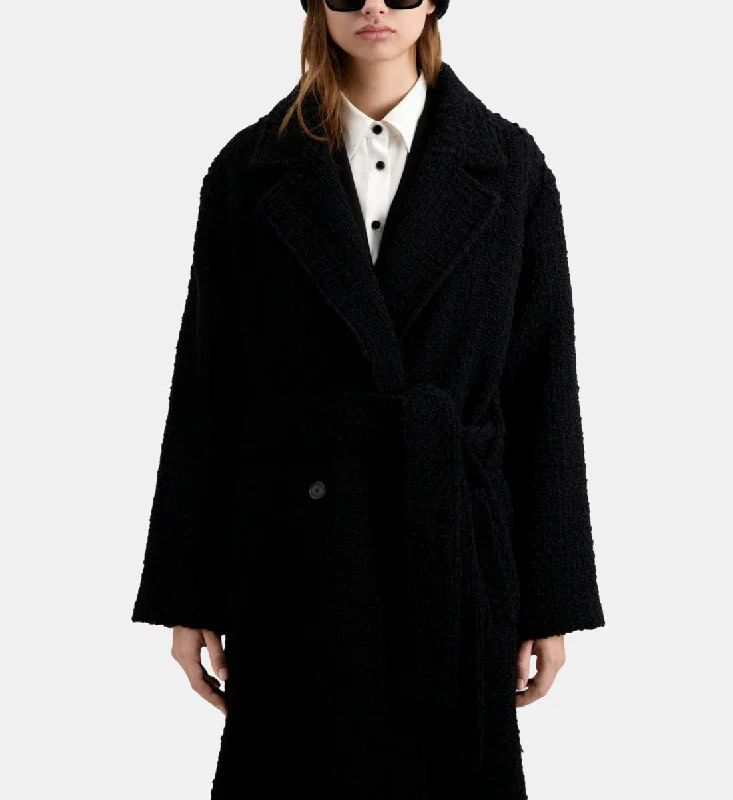 Plus size women's wool blend coats for a warm and stylish winterLong Tweed Coat