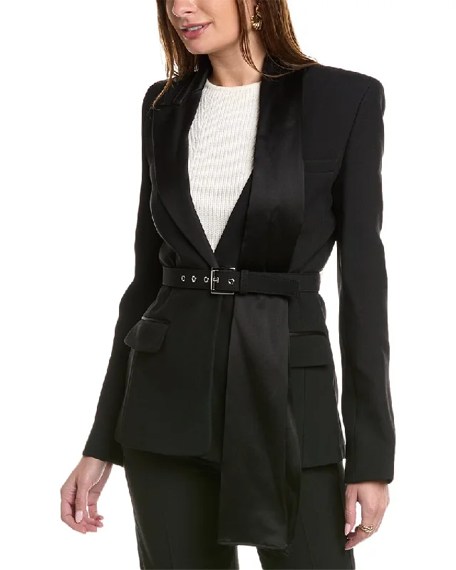 Plus Size Women's Double - Breasted Wool Blazers for Winter Office WearMichael Kors Collection Scarf Blazer Plus Size Women's Double - Breasted Wool Blazers for Winter Office WearMichael Kors Collection Scarf Blazer