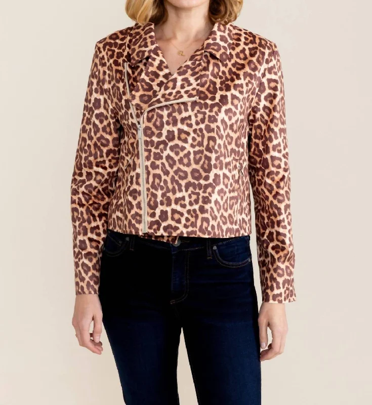 Women's faux fur coats in bright colors for a bold fashion statementMoto Jacket In Leopard Women's faux fur coats in bright colors for a bold fashion statementMoto Jacket In Leopard