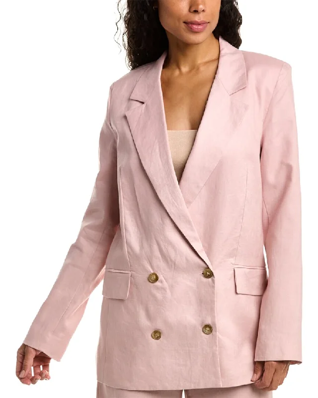Plus Size Women's Faux Fur - Trimmed Blazers in Black for a Luxurious LookNicholas Ayla Double-Breasted Linen Blazer Plus Size Women's Faux Fur - Trimmed Blazers in Black for a Luxurious LookNicholas Ayla Double-Breasted Linen Blazer