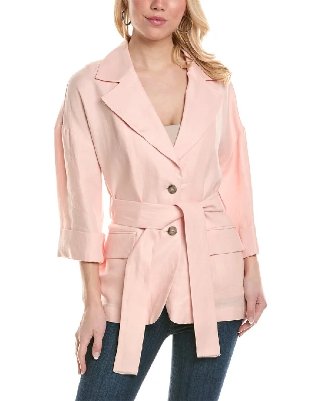 Women's Tailored Stretch Blazers in Navy Blue for Business MeetingsPeserico Linen Blazer Women's Tailored Stretch Blazers in Navy Blue for Business MeetingsPeserico Linen Blazer