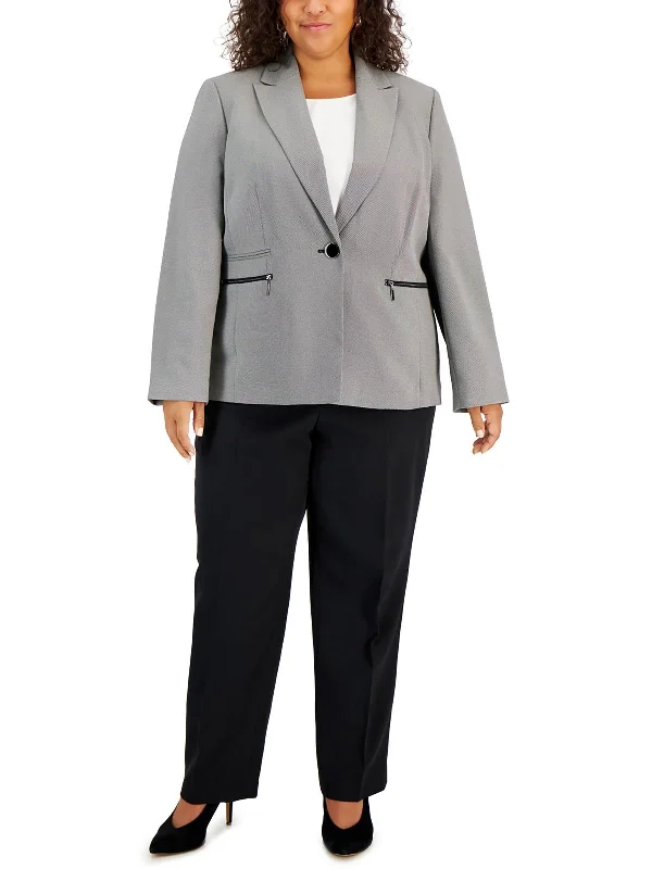 Women's Notched Lapel Blazers in Beige for a Timeless OutfitPlus Womens 2PC Work Wear Pant Suit