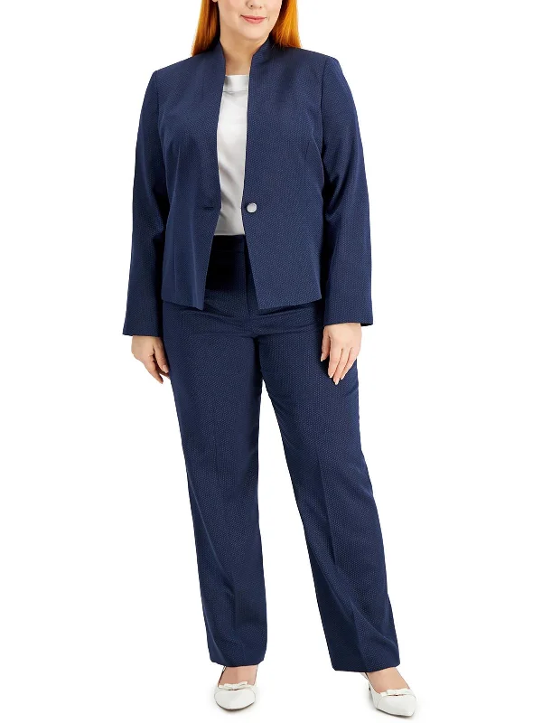 Double - Breasted Women's Polyester Blazers in Bright Colors for a Fun StylePlus Womens Textured Pindot Pant Suit Double - Breasted Women's Polyester Blazers in Bright Colors for a Fun StylePlus Womens Textured Pindot Pant Suit