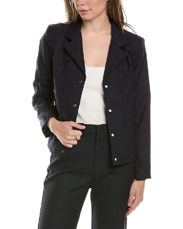 Single - Breasted Women's Corduroy Blazers in Mustard Yellow for an Autumn VibeTHE GREAT The Western Wool-Blend Blazer Single - Breasted Women's Corduroy Blazers in Mustard Yellow for an Autumn VibeTHE GREAT The Western Wool-Blend Blazer
