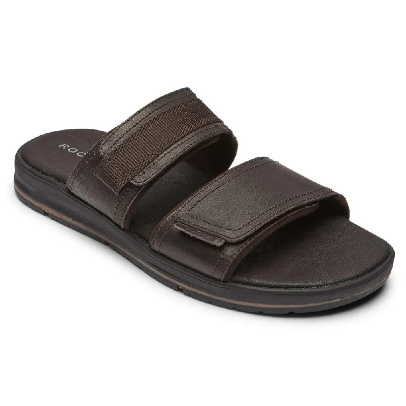 Rockport Lucky Bay Dress Slide Brown Leather Sandal (Men's)