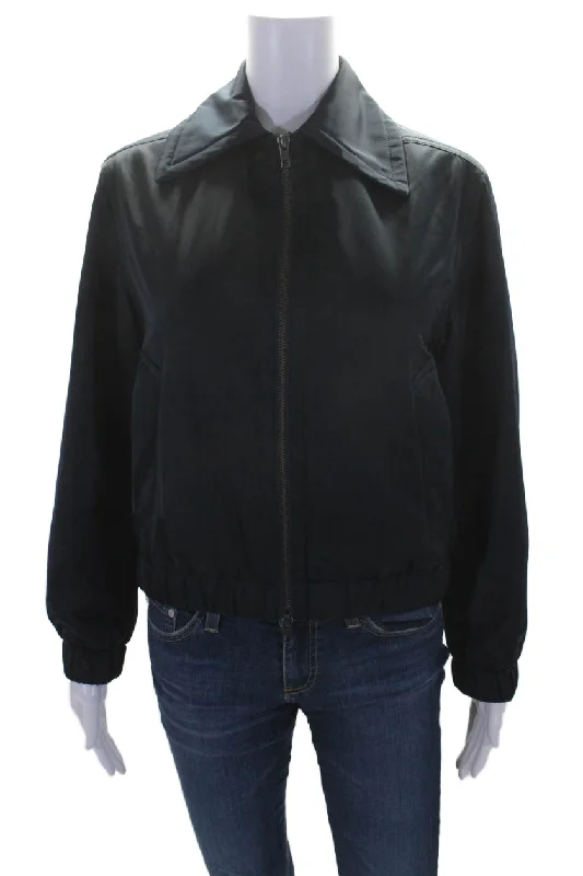 Women's long - sleeve wool coats in a houndstooth pattern for a classic charmVince Womens Collared Two Pocket Long Sleeve Zip Up Bomber Jacket Navy Women's long - sleeve wool coats in a houndstooth pattern for a classic charmVince Womens Collared Two Pocket Long Sleeve Zip Up Bomber Jacket Navy